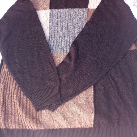 Pronto Uomo L Wool Blend Lngslvs Knitted Geometric Crewneck Men's Top Sweater - Picture 3 of 10